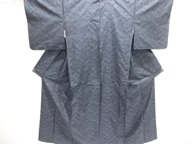 JAPANESE KIMONO / DORO OSHIMA TSUMUGI / WOVEN SEIGAIHA & PINE 